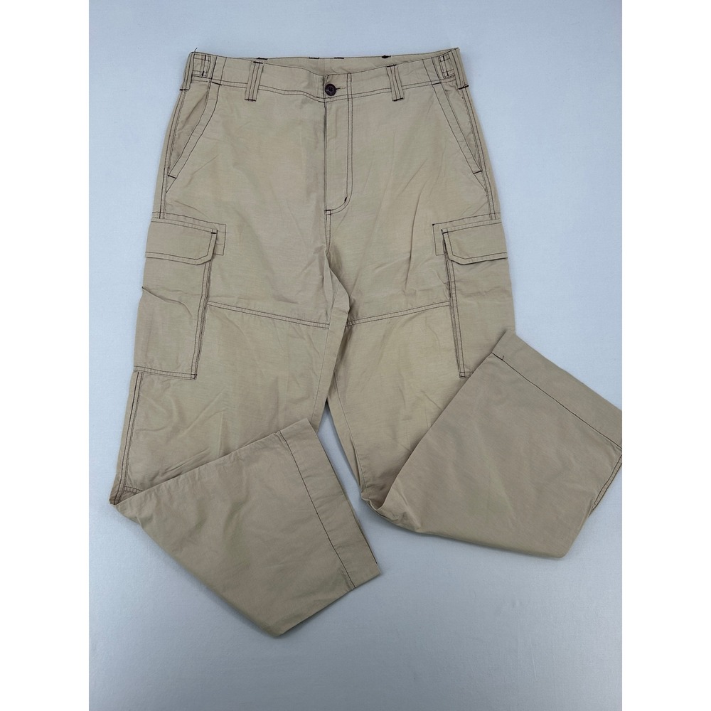Mens BUM Khaki Ripstop Cargo Pants Straight Leg Tan Outdoor Size 34
